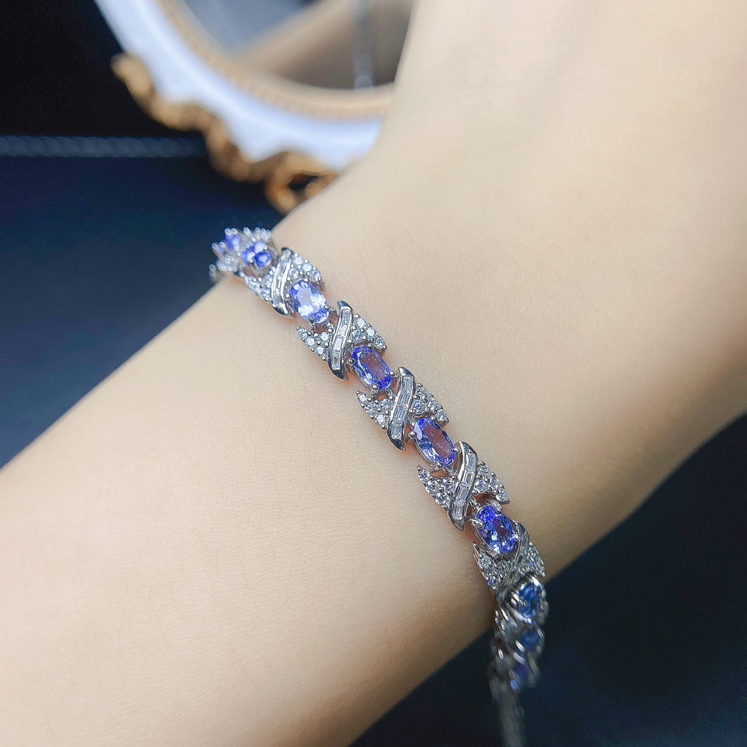 Natural Tanzanite S925 Silver Bracelet