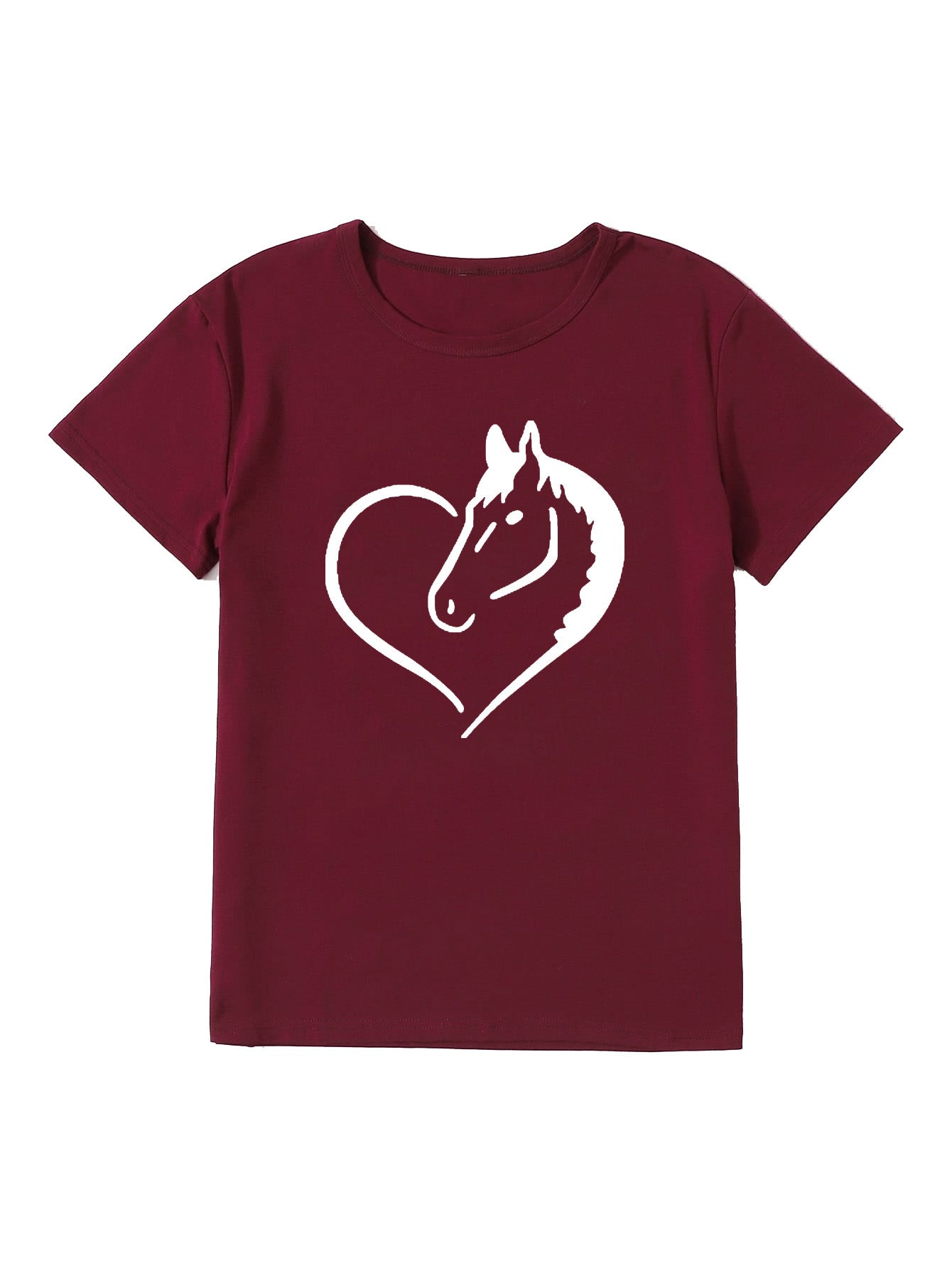 Heart Horse Pattern Short Sleeve Shirt