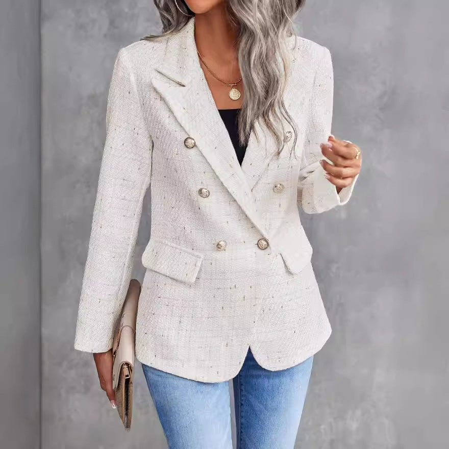 Double Breasted Tweed Suit Jacket