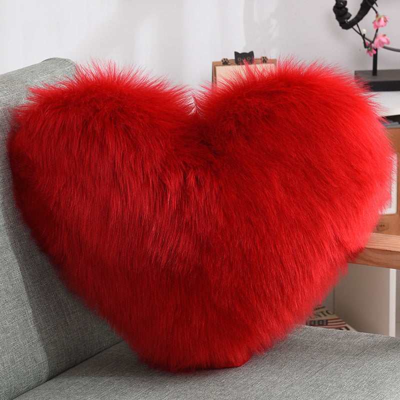 Heart Shape Long Plush Fluffy Pillow Covers