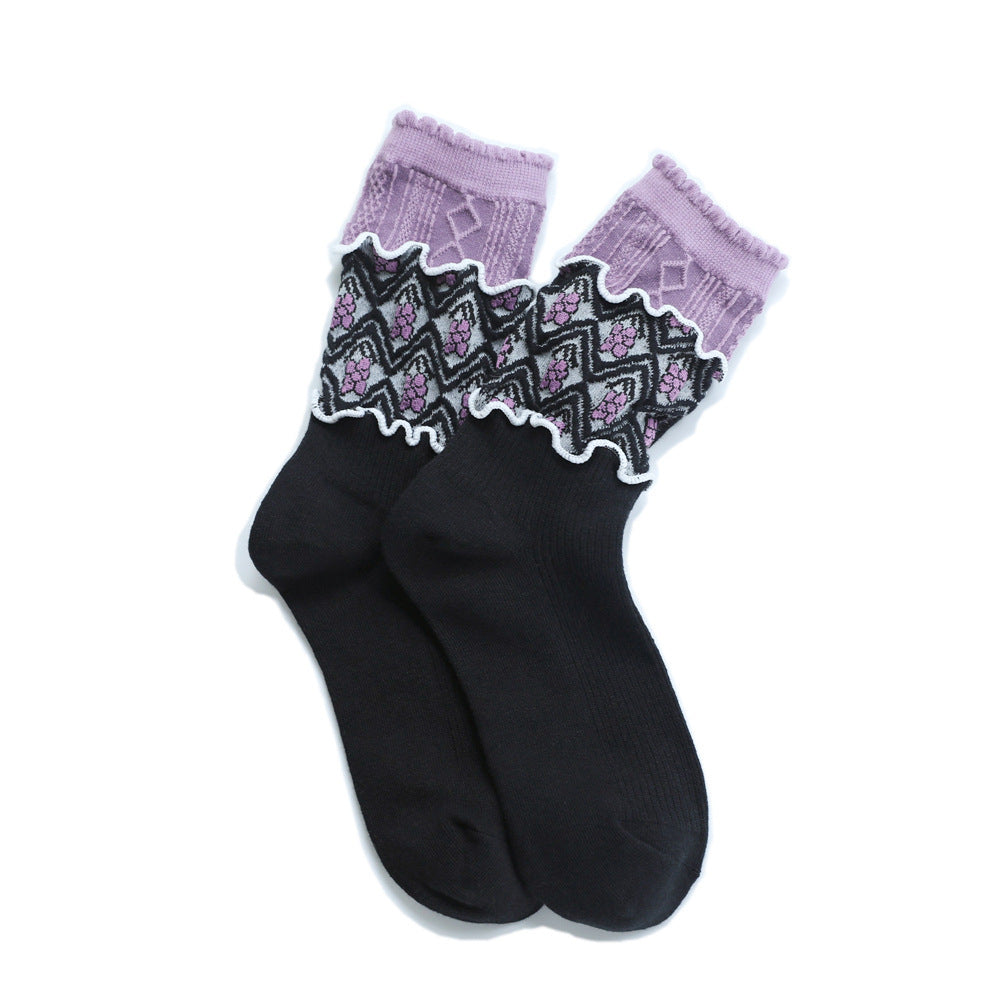 Floral Three-dimensional Loose Socks