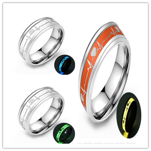 ECG Heartbeat Carbon Fiber Ring