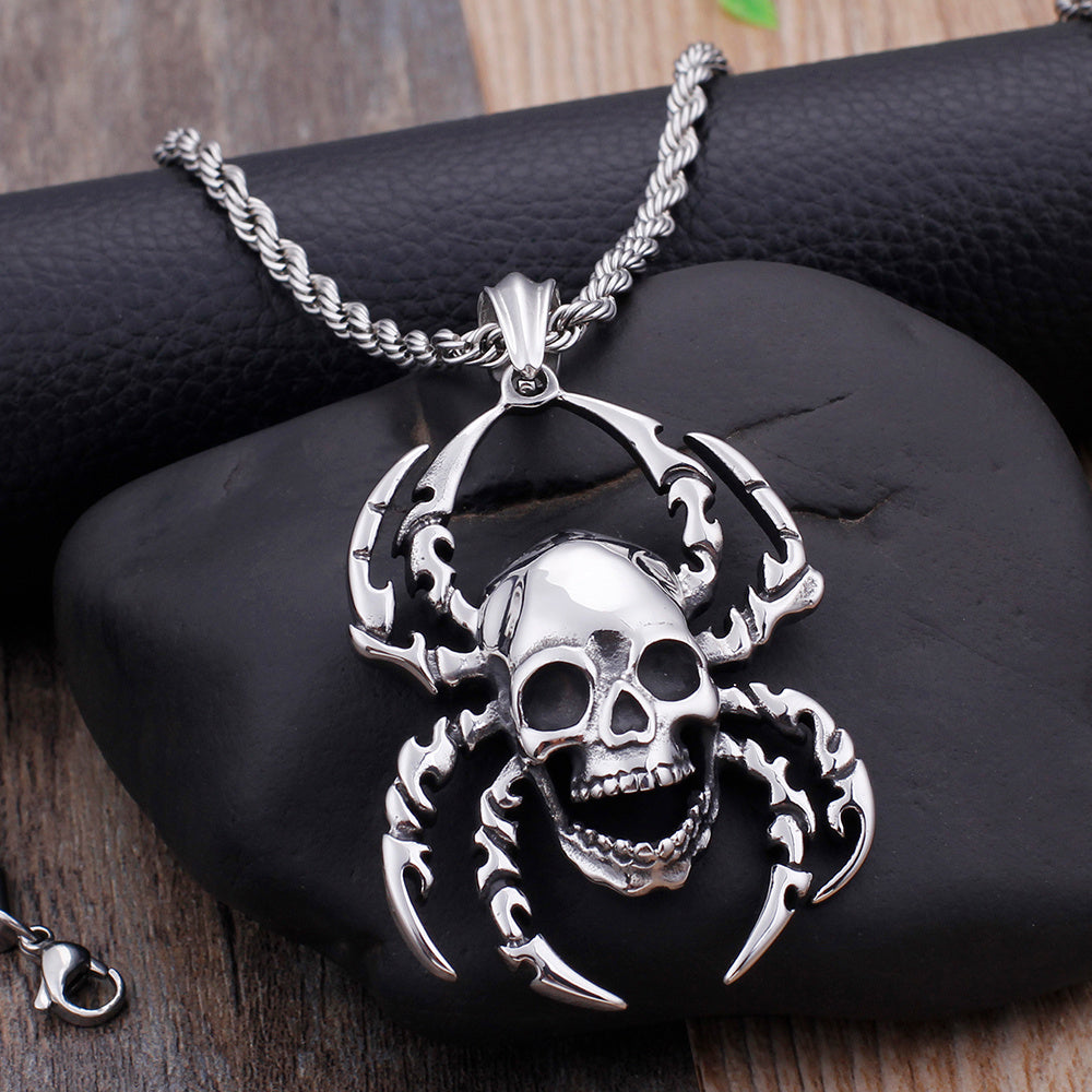 Spider Skull Pendant Necklace