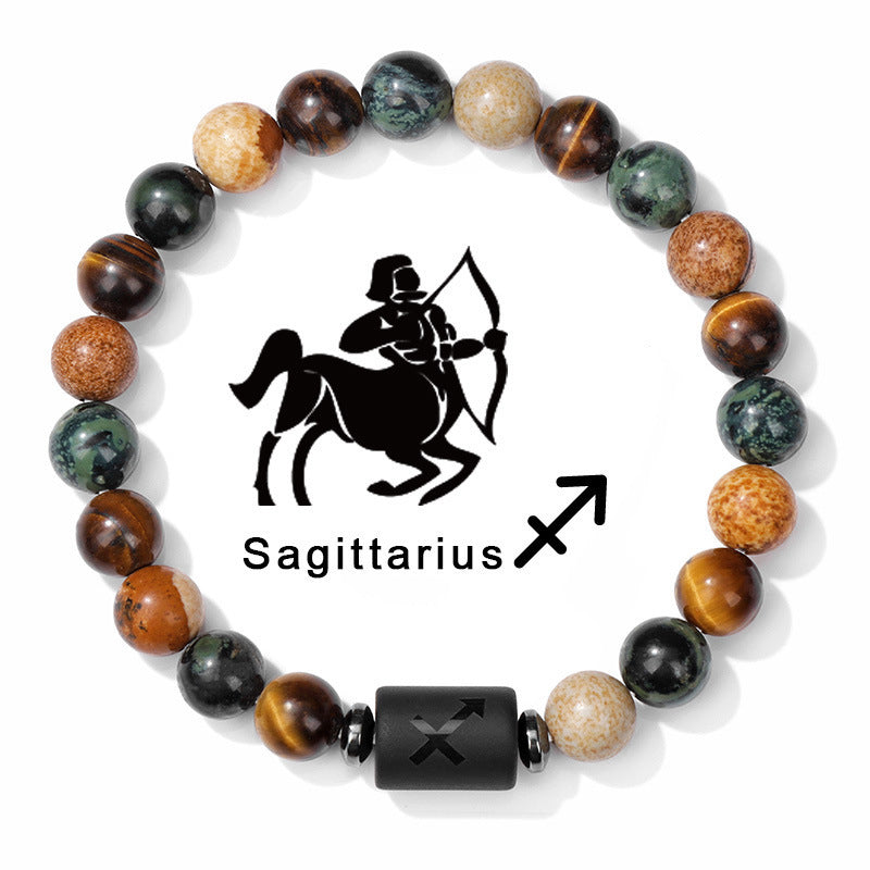 Twelve Constellation Natural Stone Bead Bracelet