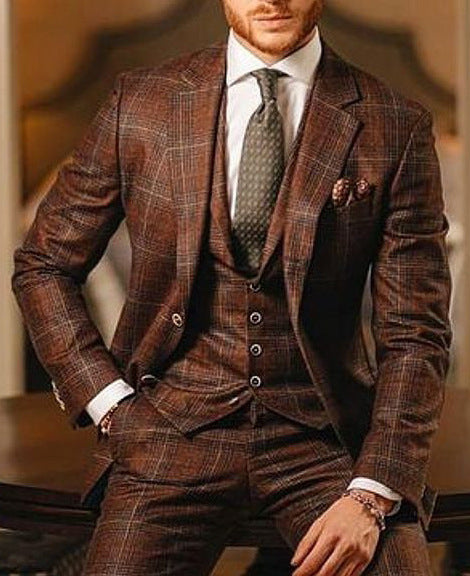 Single Row Two Button Plaid Blazer