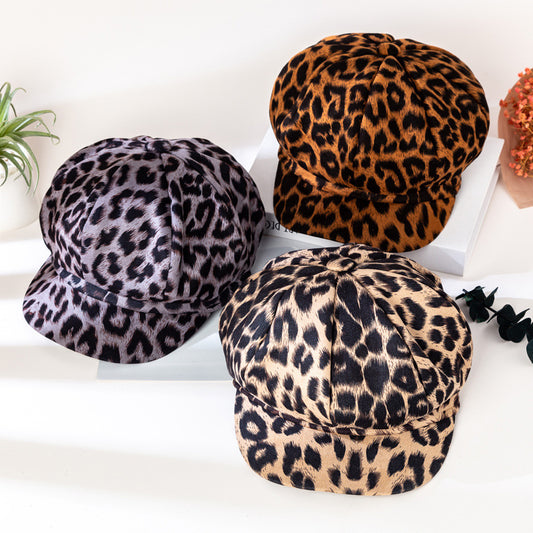 Leopard Print Octagonal Hat