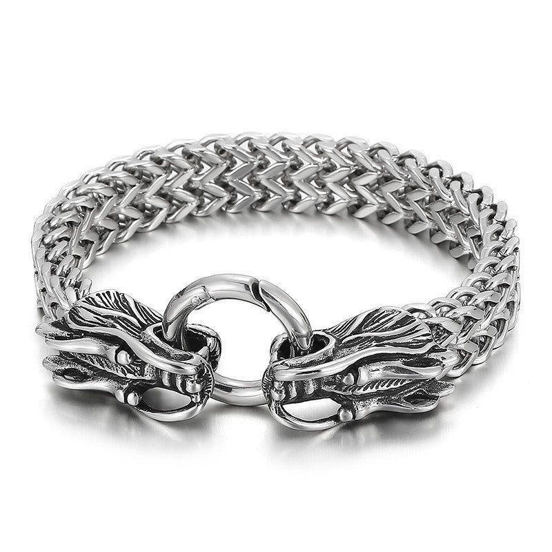 Wolf's Head Titanium Steel Bracelet