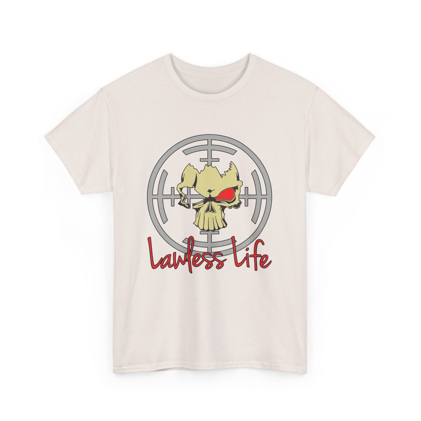 Lawless Life Skull Sight. Heavy Cotton T-Shirt