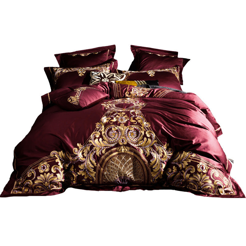 Four-piece embroidered bed set