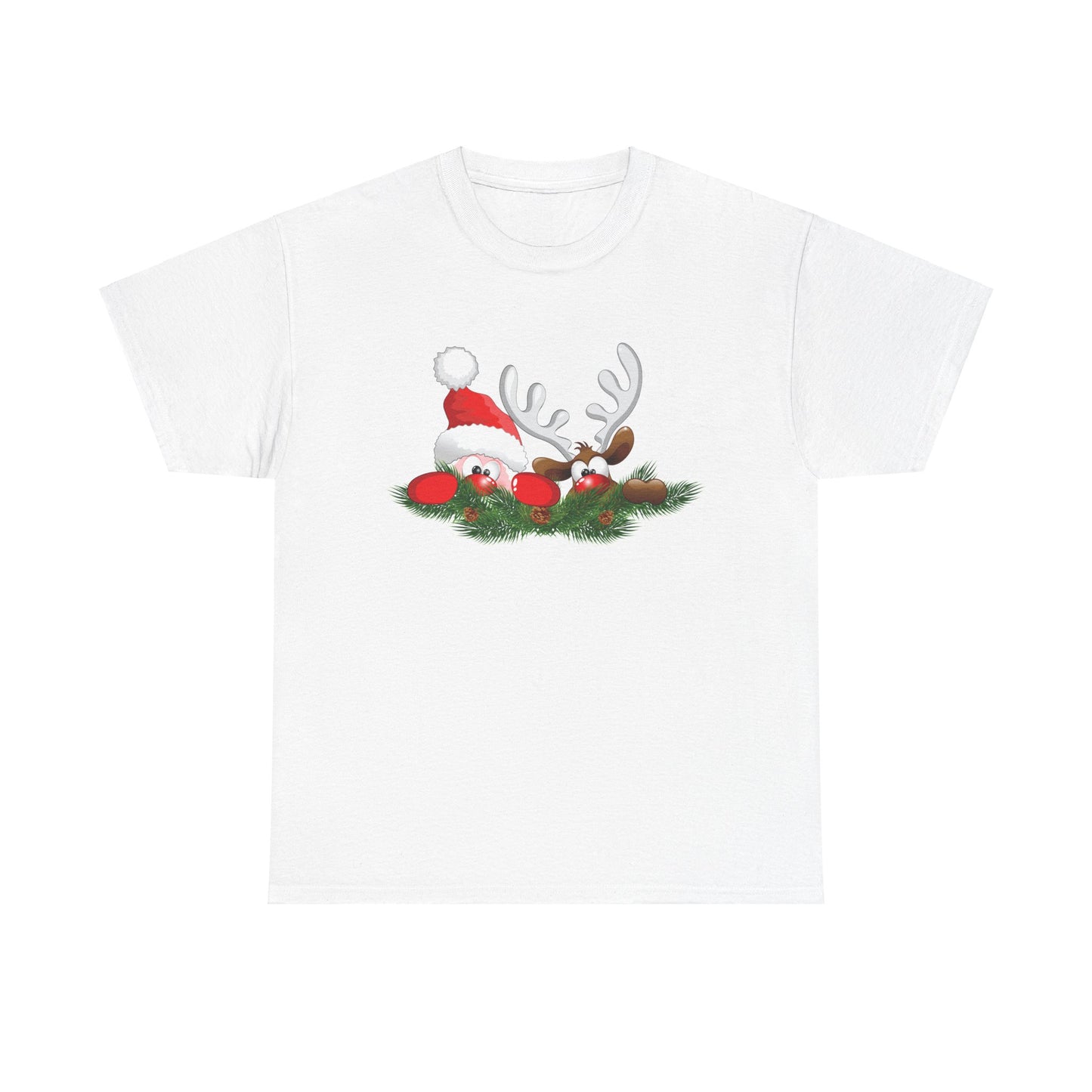 Peeking Santa. Heavy Cotton T-Shirt