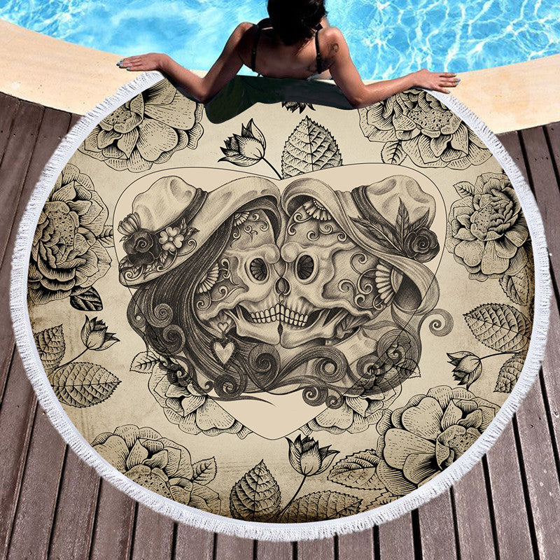 Skull Round Beach Towel