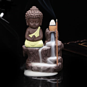 Creative Zisha Little Monk Flowing Water Backflow Incense Burner