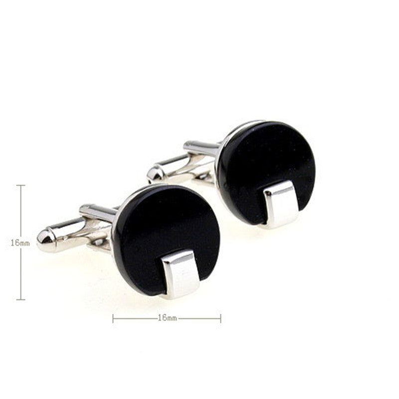 Men's Fashion Round Black Onyx Cufflinks