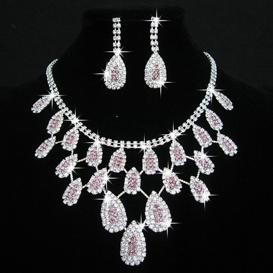 White Rhinestone Necklace Set