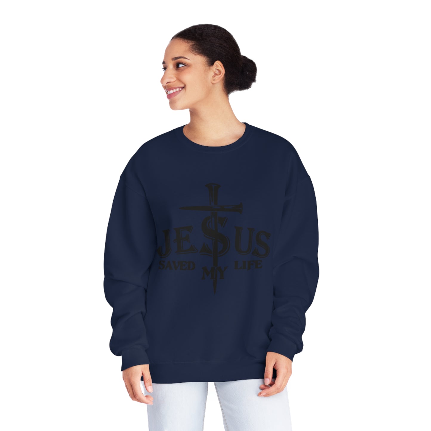 Jesus Saved My Life, Unisex NuBlend® Crewneck Sweatshirt