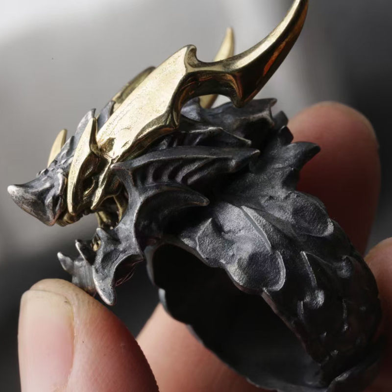 Unique Retro Distressed Gargoyles Ring For Men