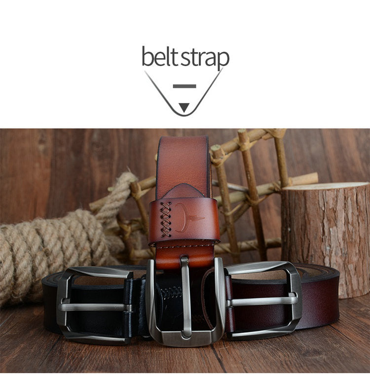 Leather pin buckle belt