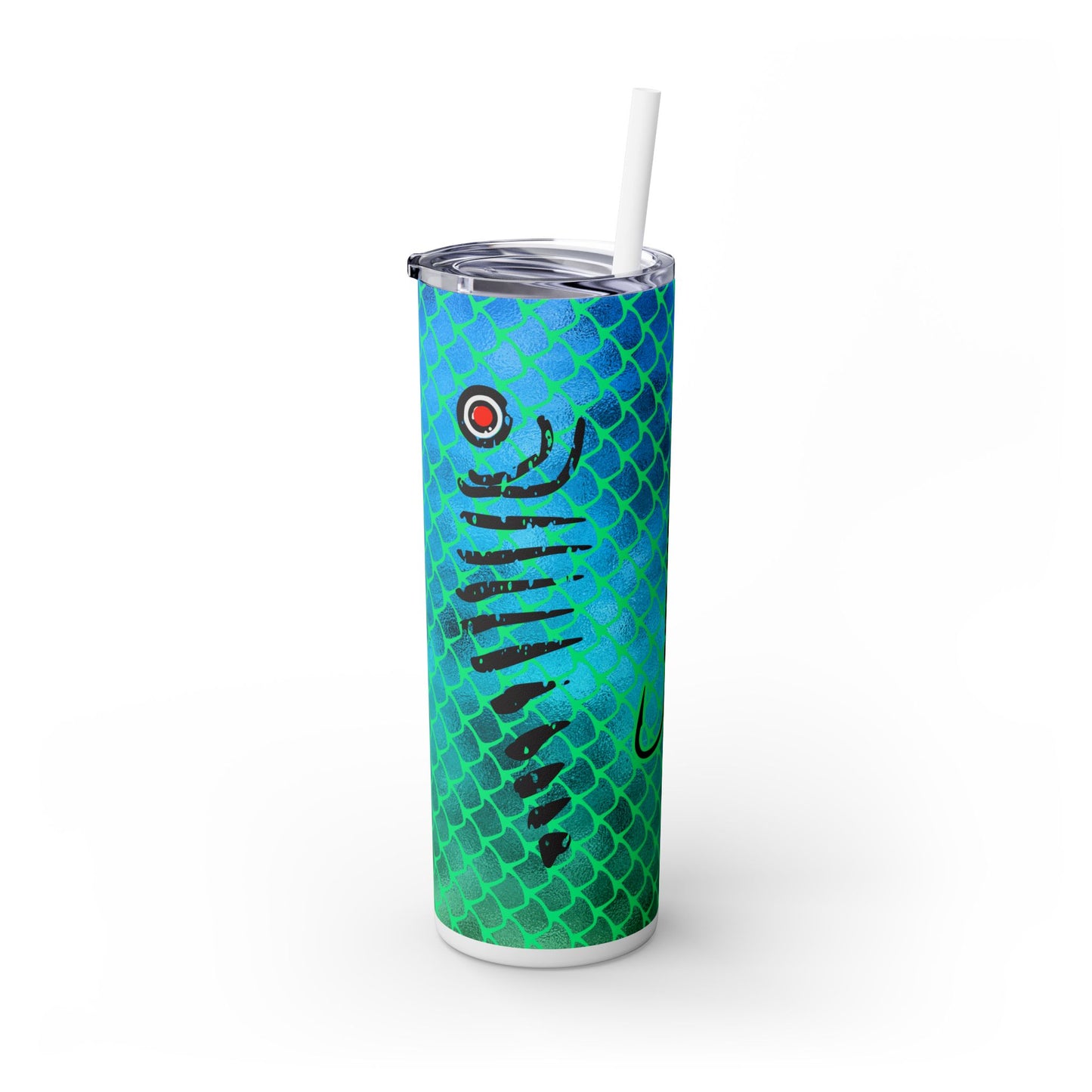 Bite Me Fish Hook. 20oz Skinny Tumbler with Straw