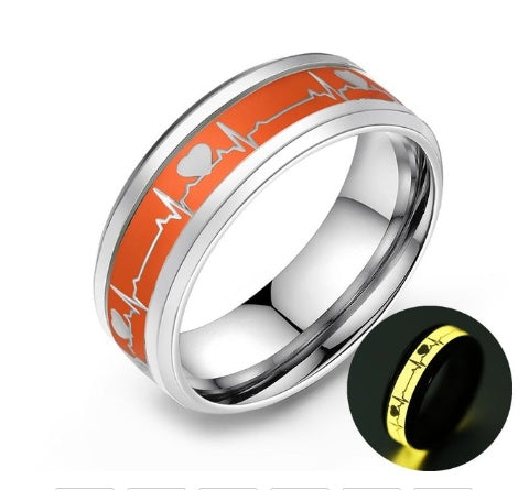 ECG Heartbeat Carbon Fiber Ring