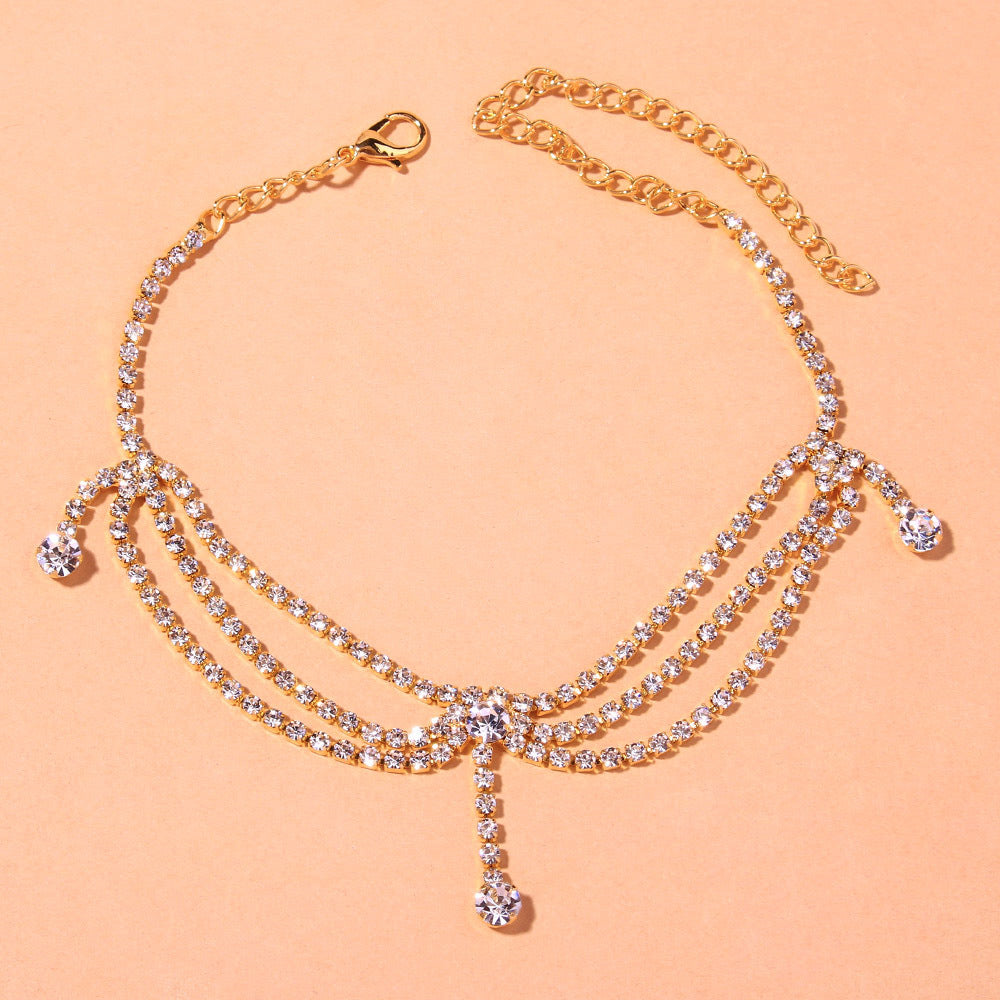 Rhinestone Multi-layer Anklet