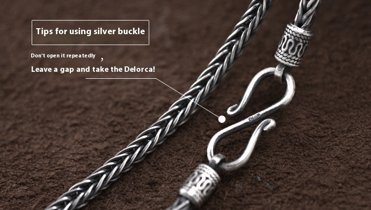 990 Pure Silver Men's Snake Bones Chain Necklace