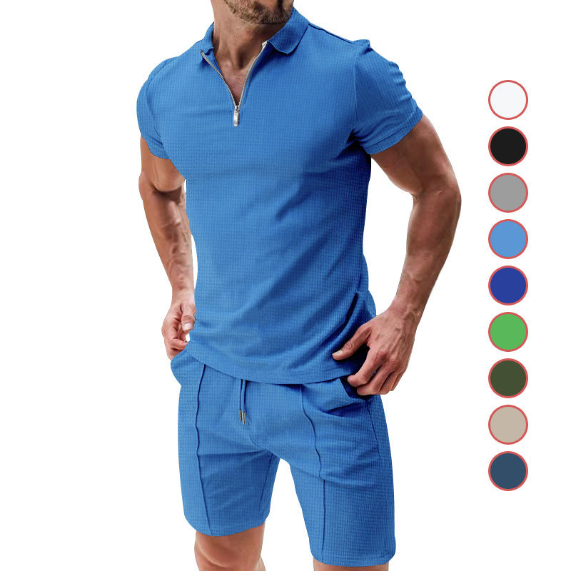 2Pcs Casual Waffle Suit