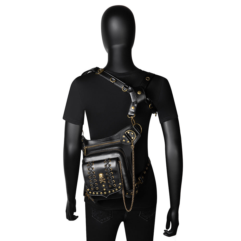 Skull Studded Biker Waist Bag