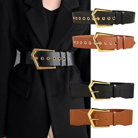 Temperament Ladies Elastic Black Stretch Metal Belt