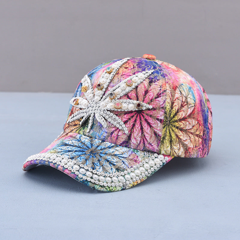 Rhinestone Leaf Baseball Hat