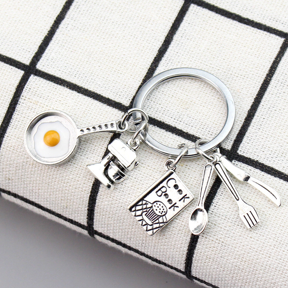 Pan Fried Egg Cook Keychain