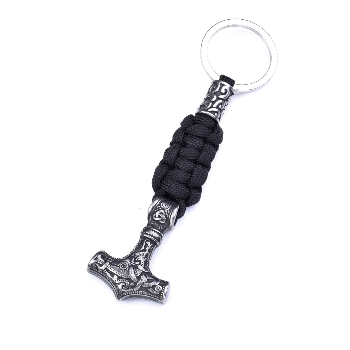 Thors Hammer Woven Rope Keychain