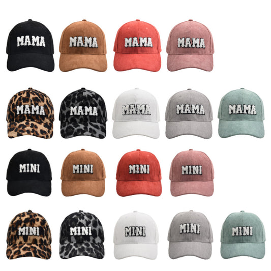 MAMA Parent-child Embroidered Corduroy Baseball Cap