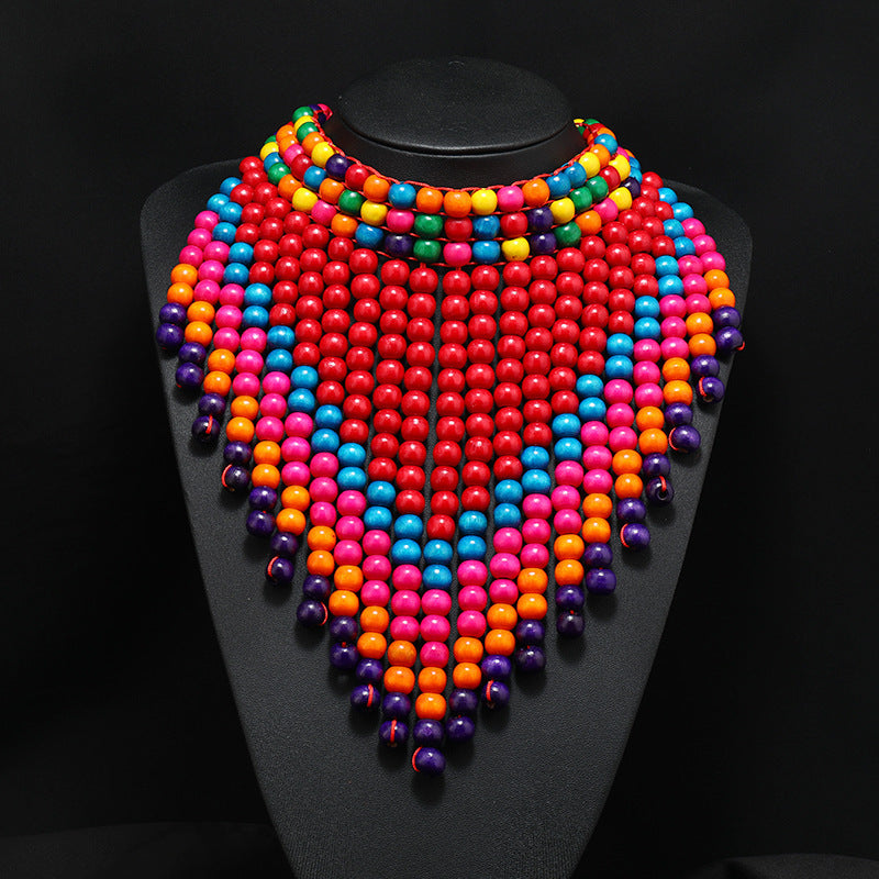 Colorful Wood Bead Necklace