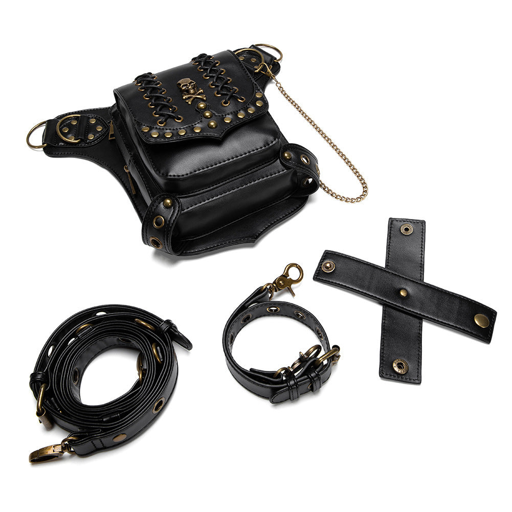 Skull Studded Biker Waist Bag