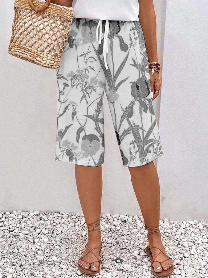 Casual Floral Print Bermuda Shorts