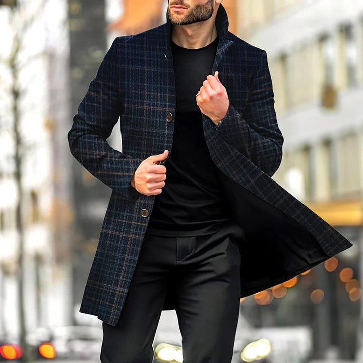 Men's Casual Woolen Mid-length Coat