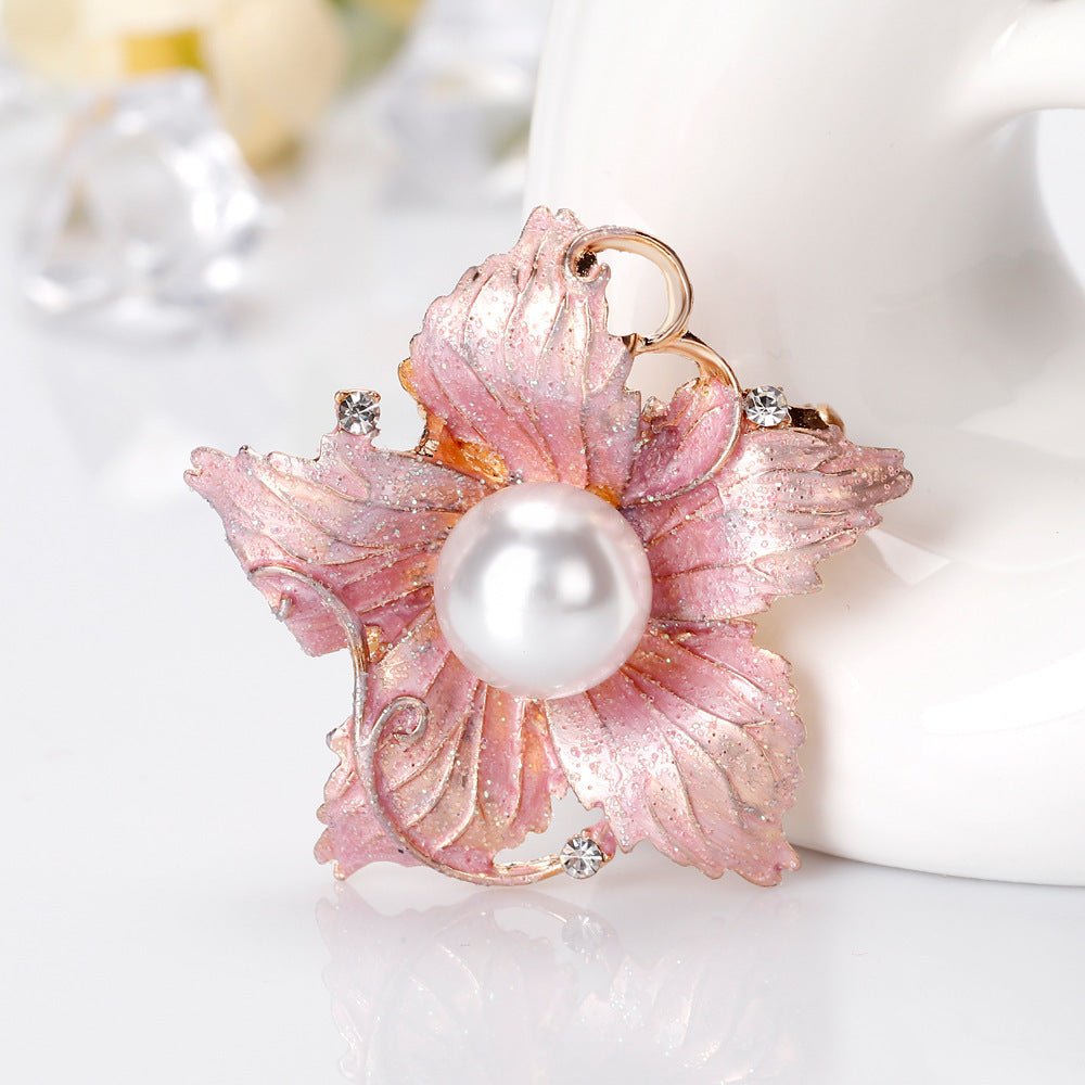 Exquisitely Painted Oil Drop Flower Brooch