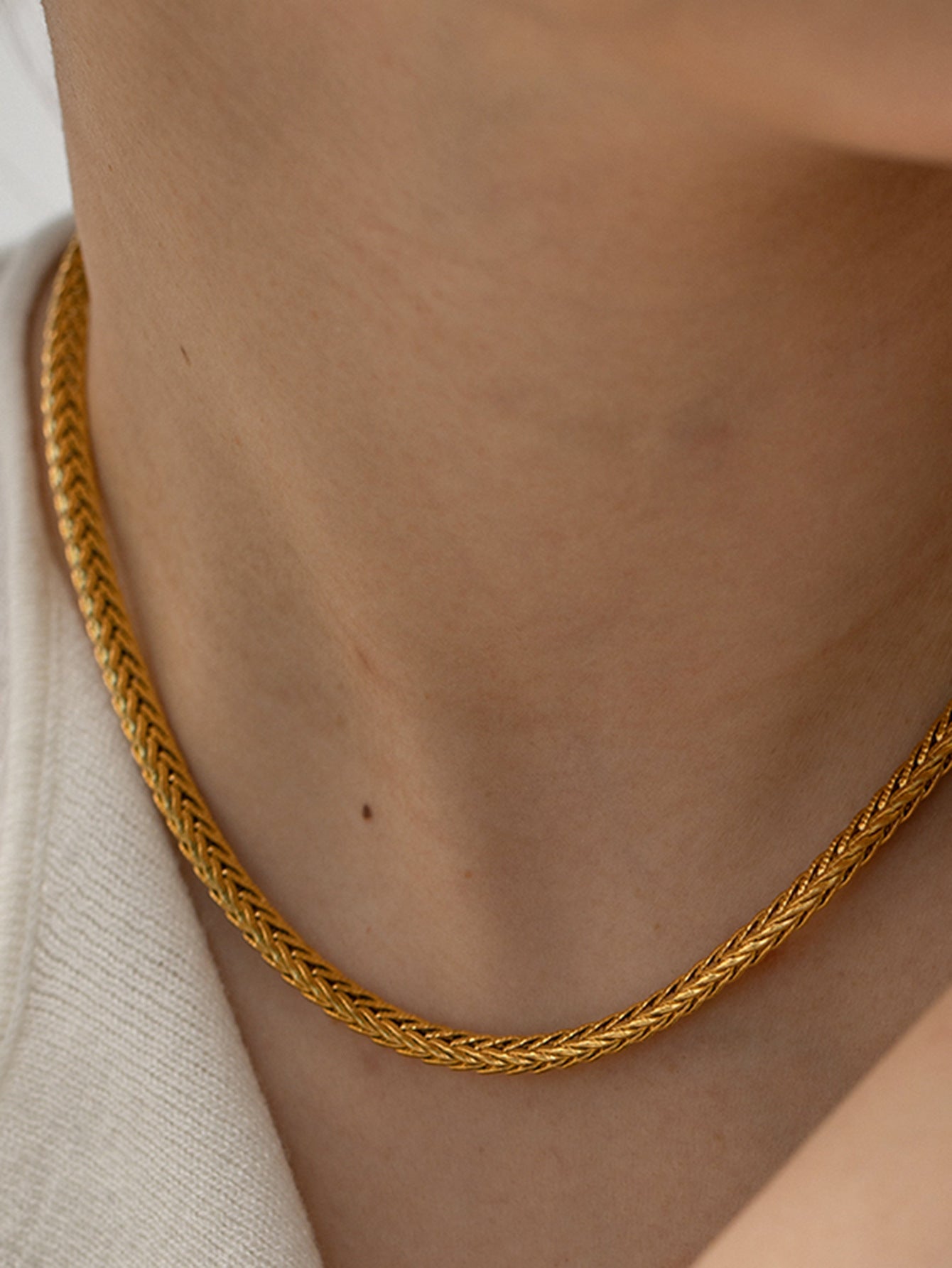 Gold Woven Twist High-grade Stainless Steel Necklace