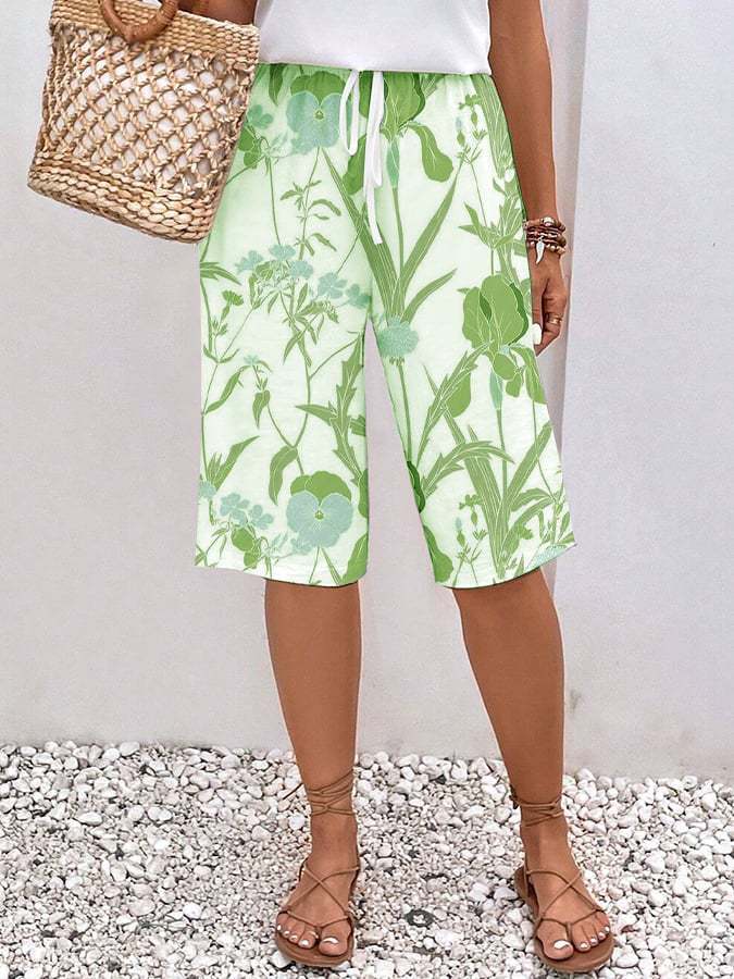 Casual Floral Print Bermuda Shorts