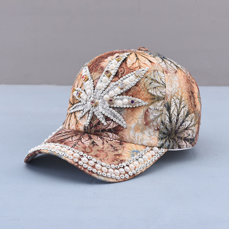 Rhinestone Leaf Baseball Hat