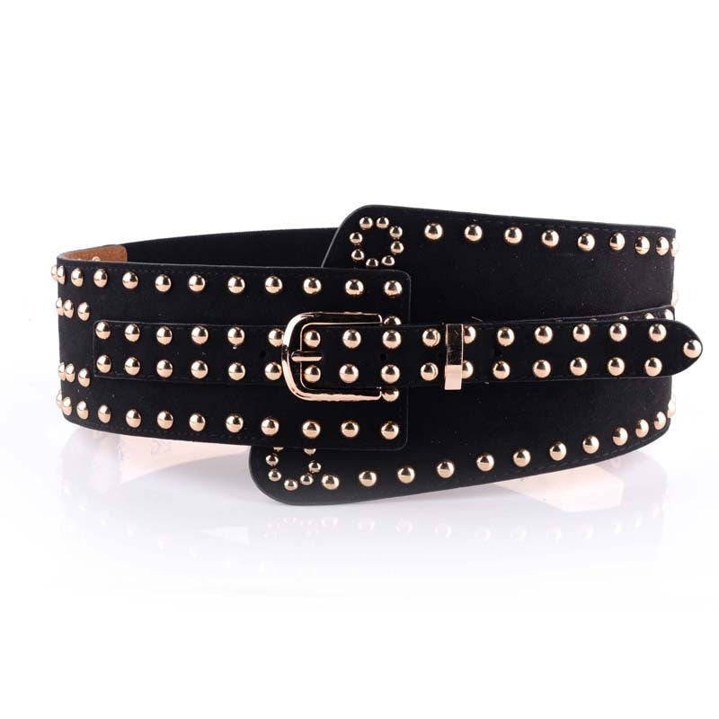 Rivet Elastic Wide Waistband Fashion Belt