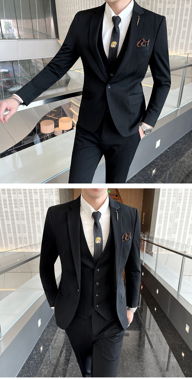 Men's Striped Three-piece Suit