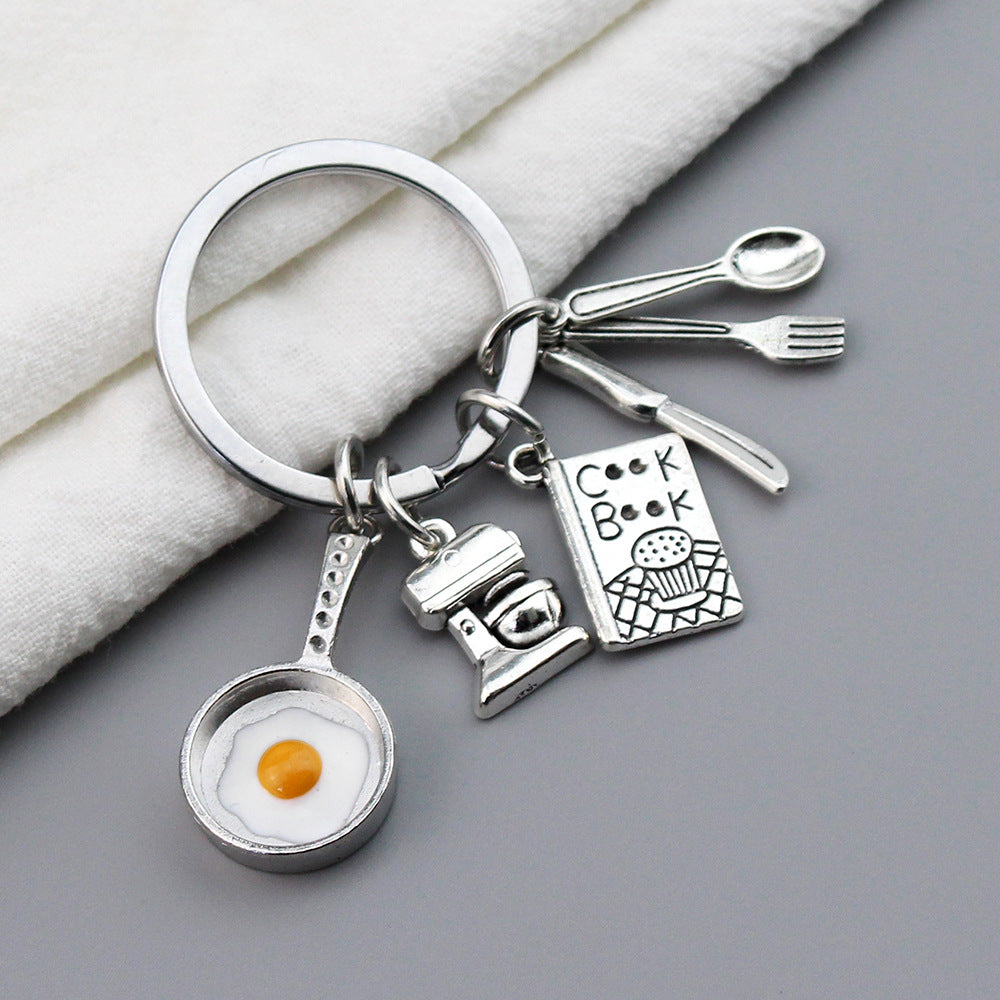 Pan Fried Egg Cook Keychain