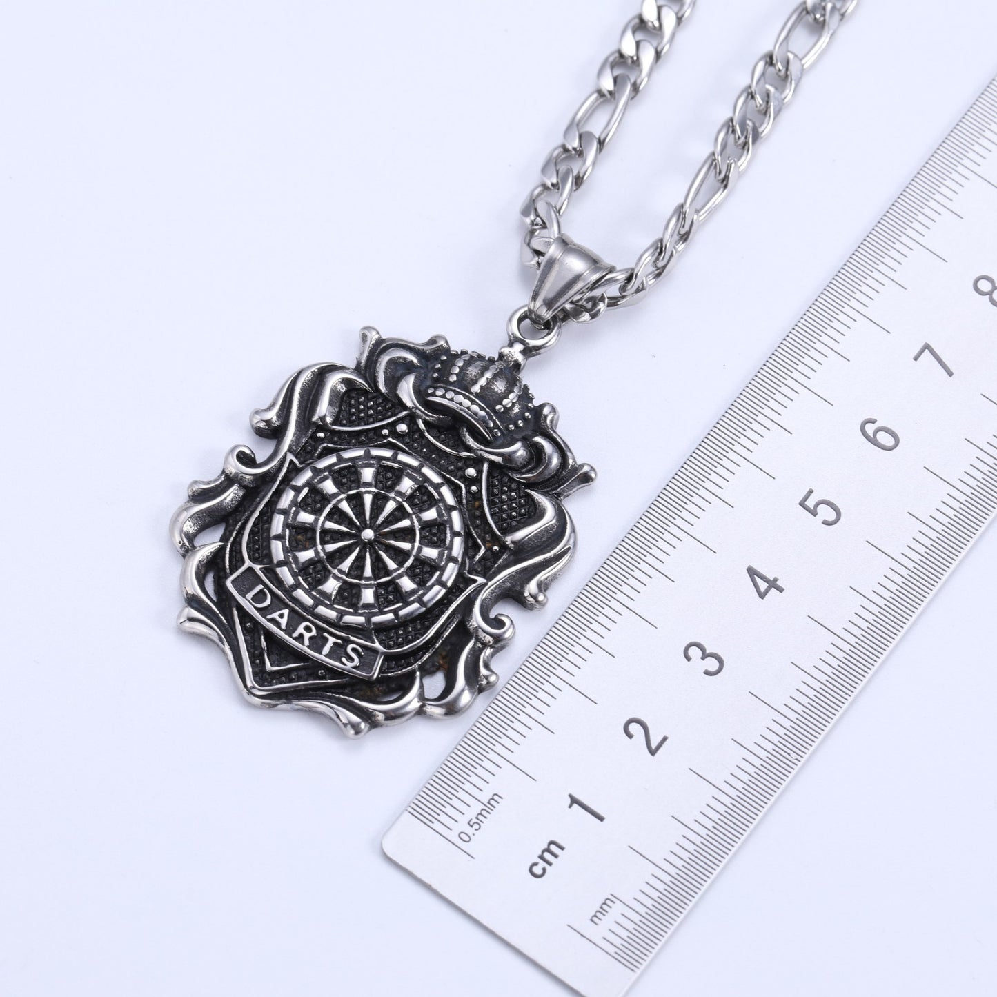 Stainless Steel Crown Darts Pendant Necklace