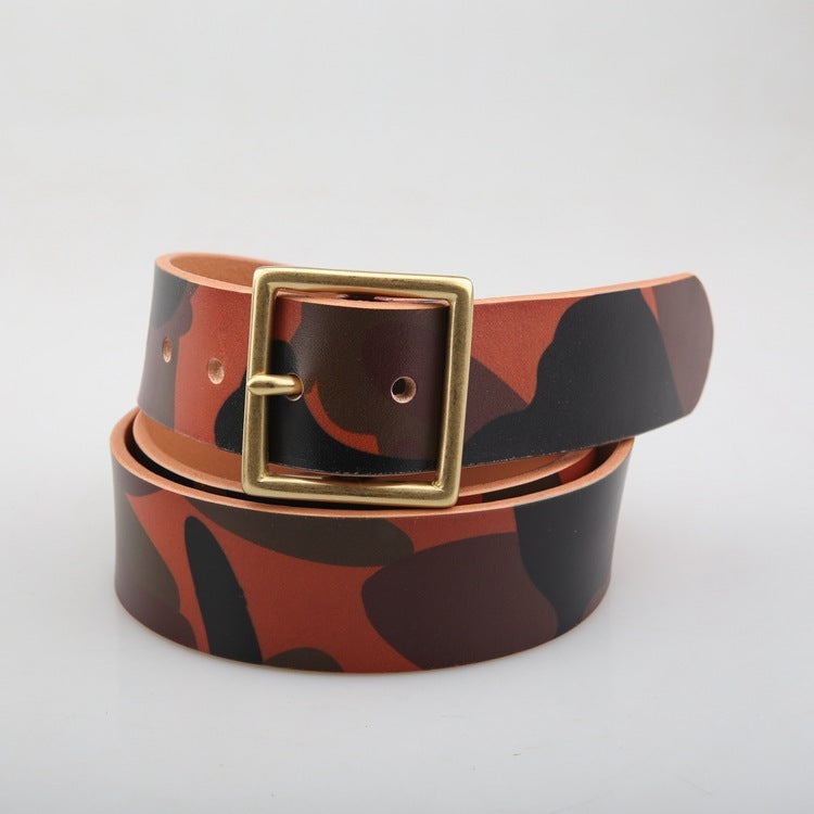 Camouflage Vegetable Tanned Leather Belt