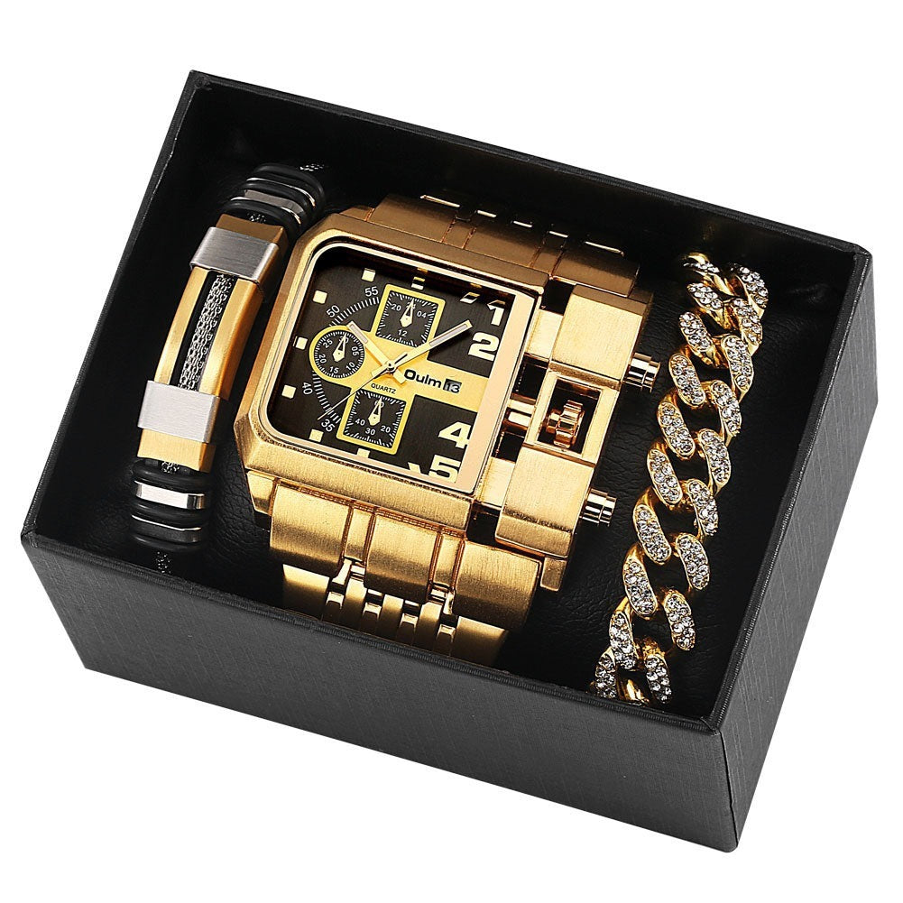 Multi-time Zone Large Dial Luminous Watch Set