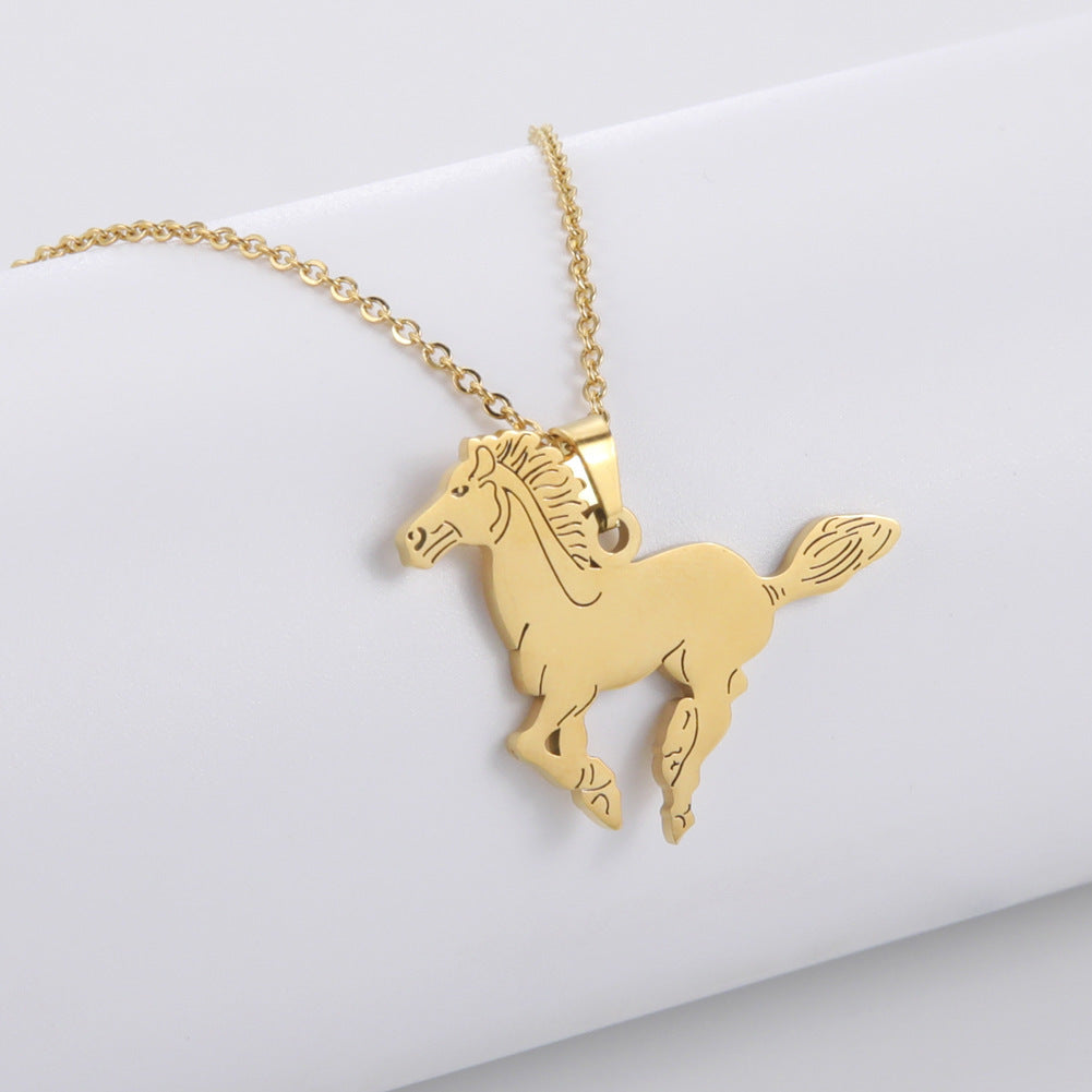 Running Horse Stainless Steel Necklace