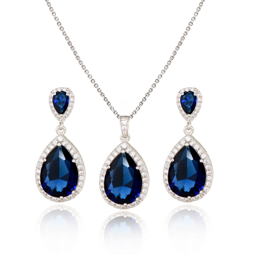 Zircon Water Drop Necklace Set