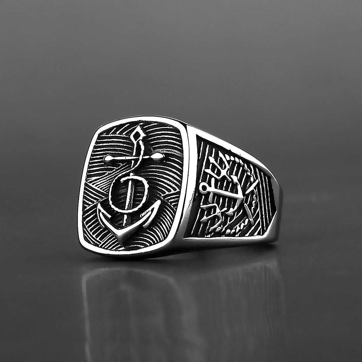 Nordic Viking Boat Anchor Titanium Steel Ring