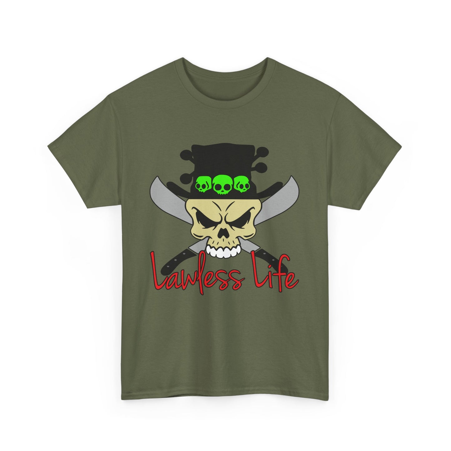 Lawless Life VooDoo Skull. Heavy Cotton T-Shirt